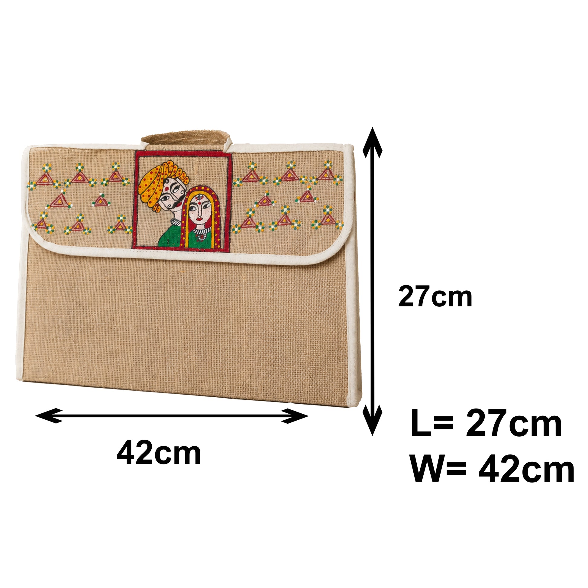 Hand-Painted Jute Laptop Sleeve with Traditional Folk Art | Handmade Laptop Case for Women & Men