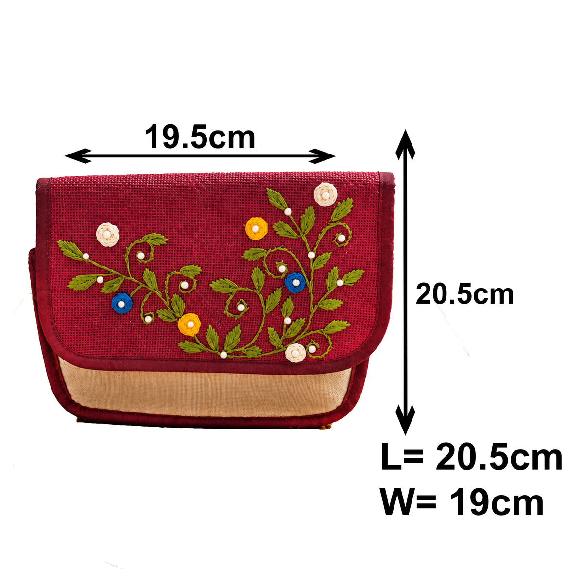 Handcrafted Jute Sling Bag | Floral Embroidery Design