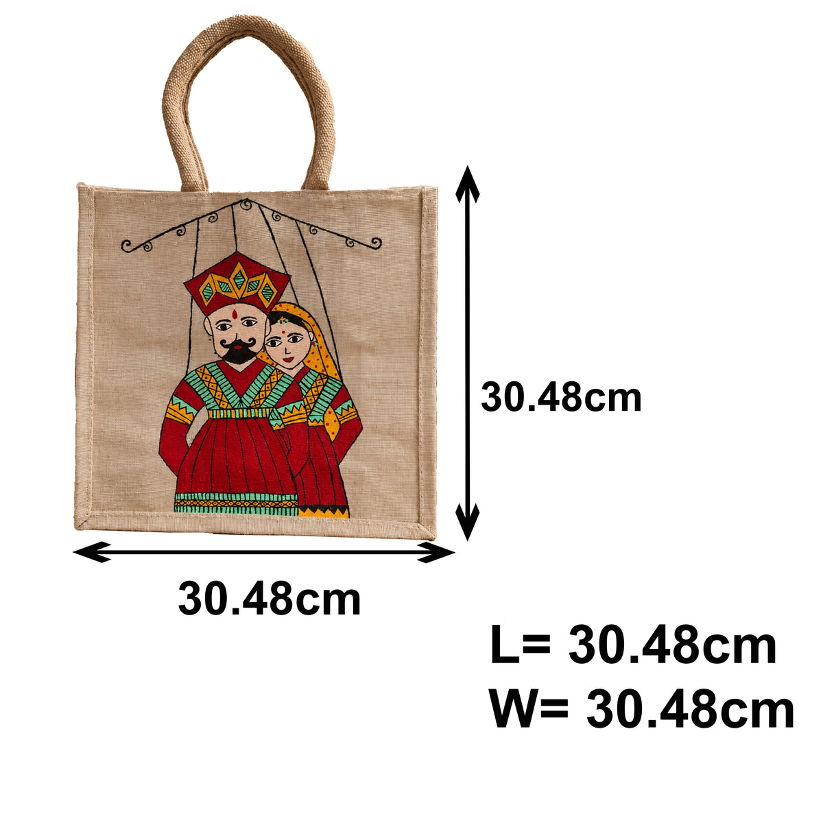 Hand-Painted Jute Lunch Bag | Traditional Indian Folk Art