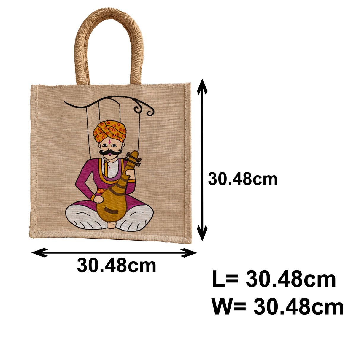 Handcrafted Jute Lunch Bag | Indian Folk Art Design