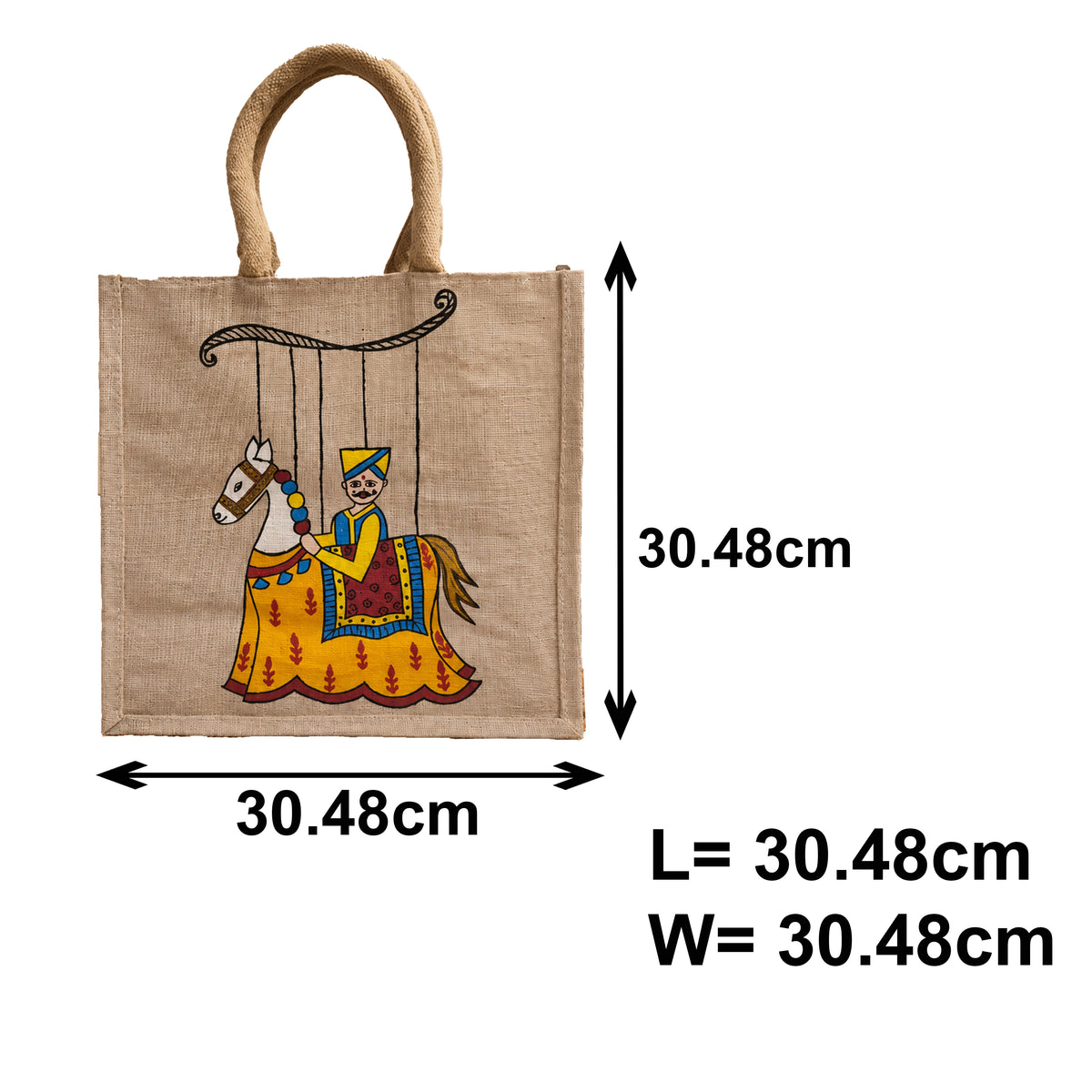 Hand-Painted Jute Lunch Bag | Handmade Indian Art Design