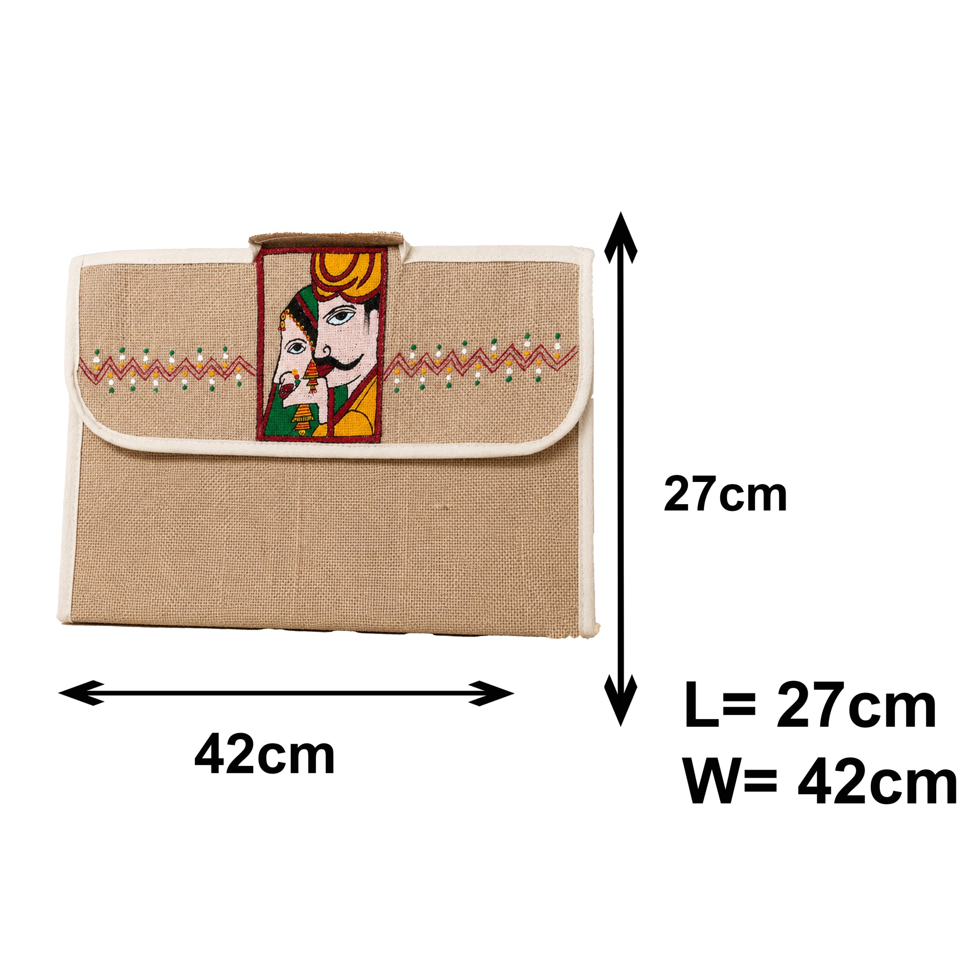 Hand-Painted Jute Laptop Sleeve with Rajasthani Folk Art | Handmade Laptop Case for Women & Men