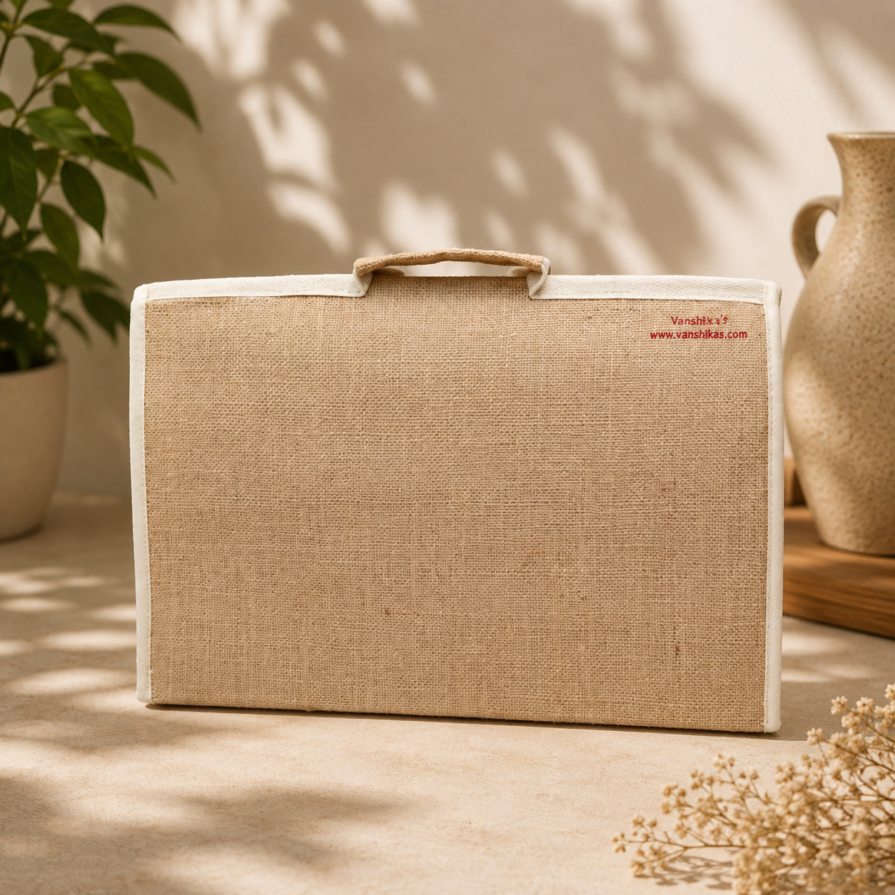 Hand-Painted Jute Laptop Sleeve with Traditional Folk Art | Handmade Laptop Case for Women & Men