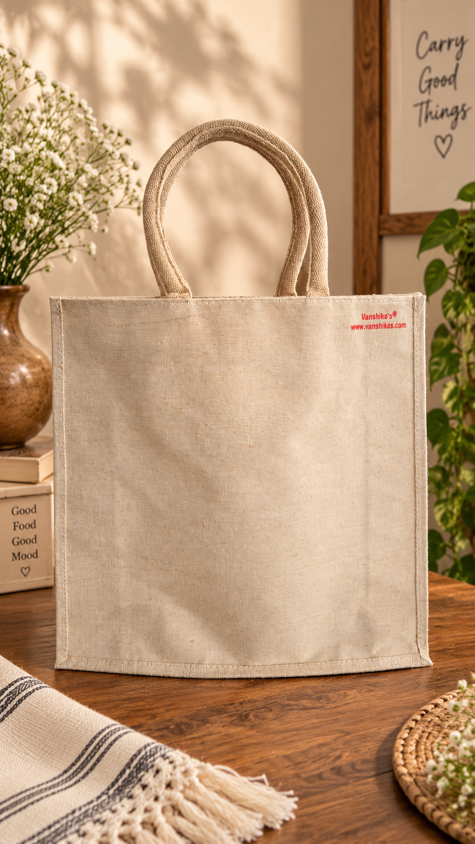 Handcrafted Jute Lunch Bag | Indian Folk Art Design