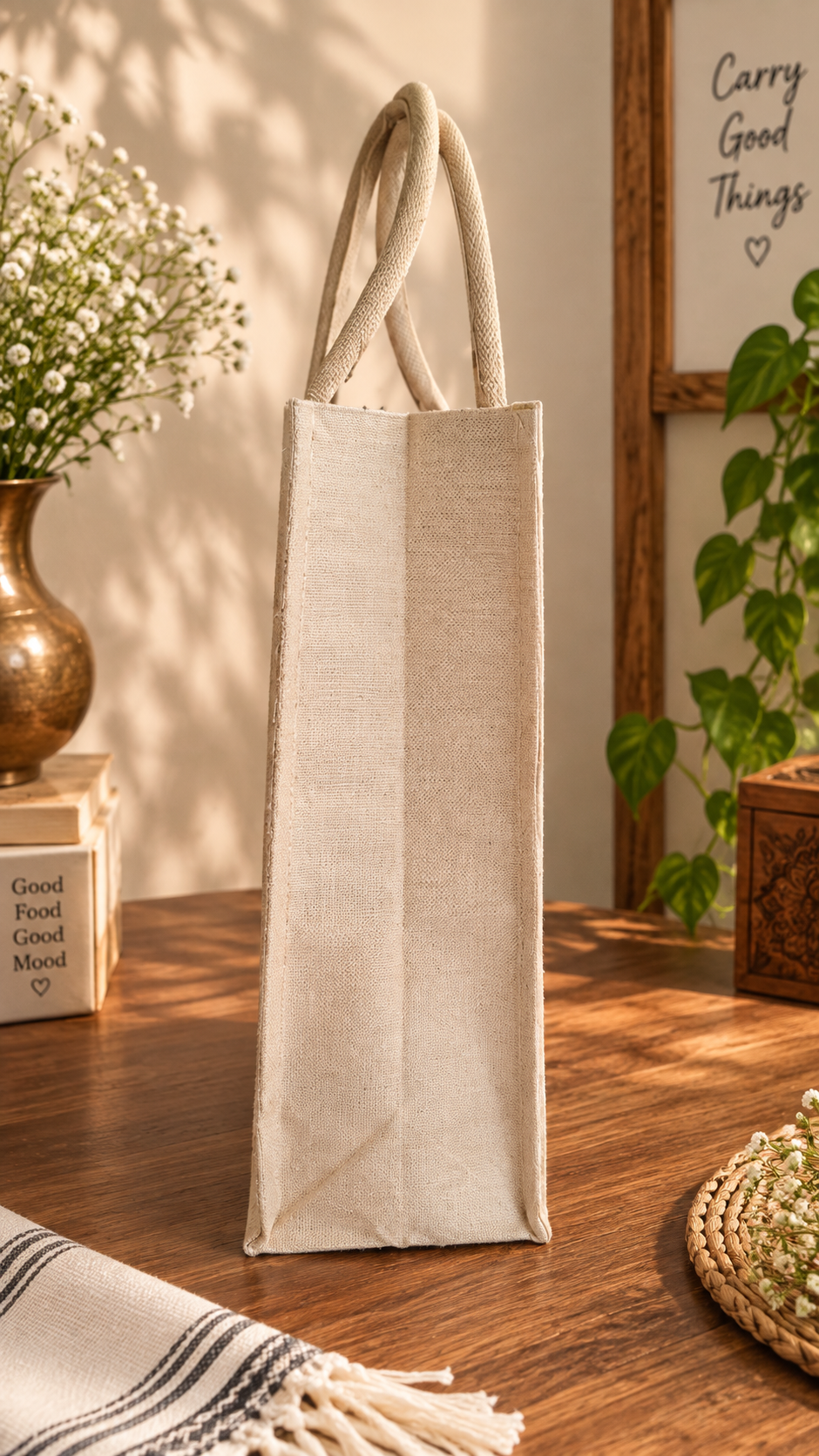 Handcrafted Jute Lunch Bag | Indian Folk Art Design
