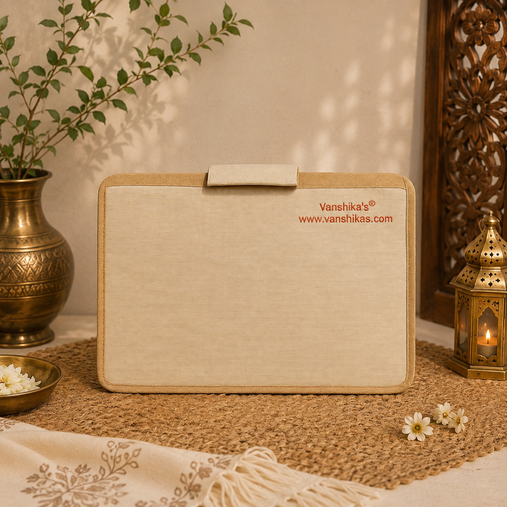 Hand-Painted Jute Laptop Sleeve with Rajasthani Folk Art | Handmade Laptop Case for Women & Men