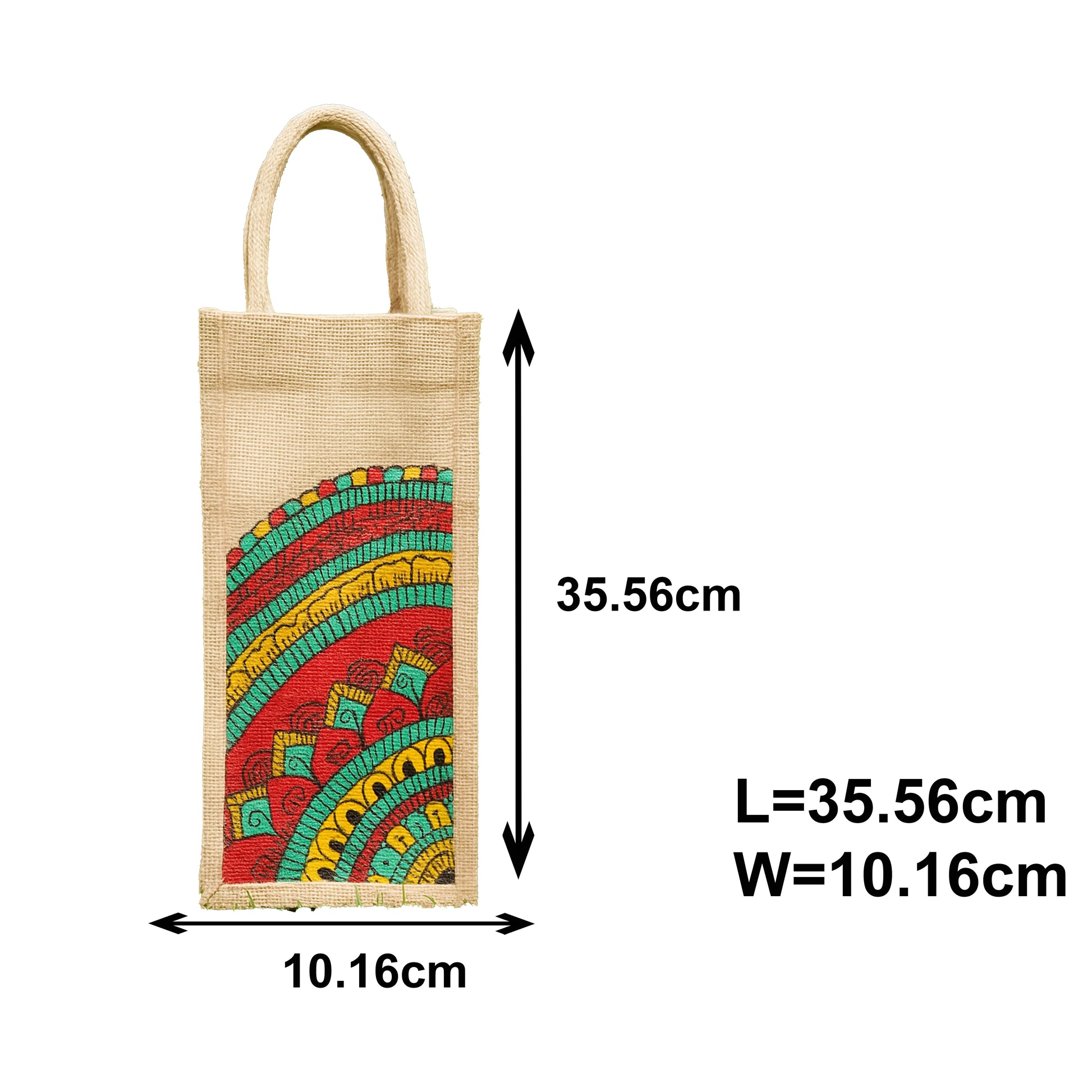 Eco-Friendly Handcrafted Jute Bottle Cover with Colorful Mandala Design
