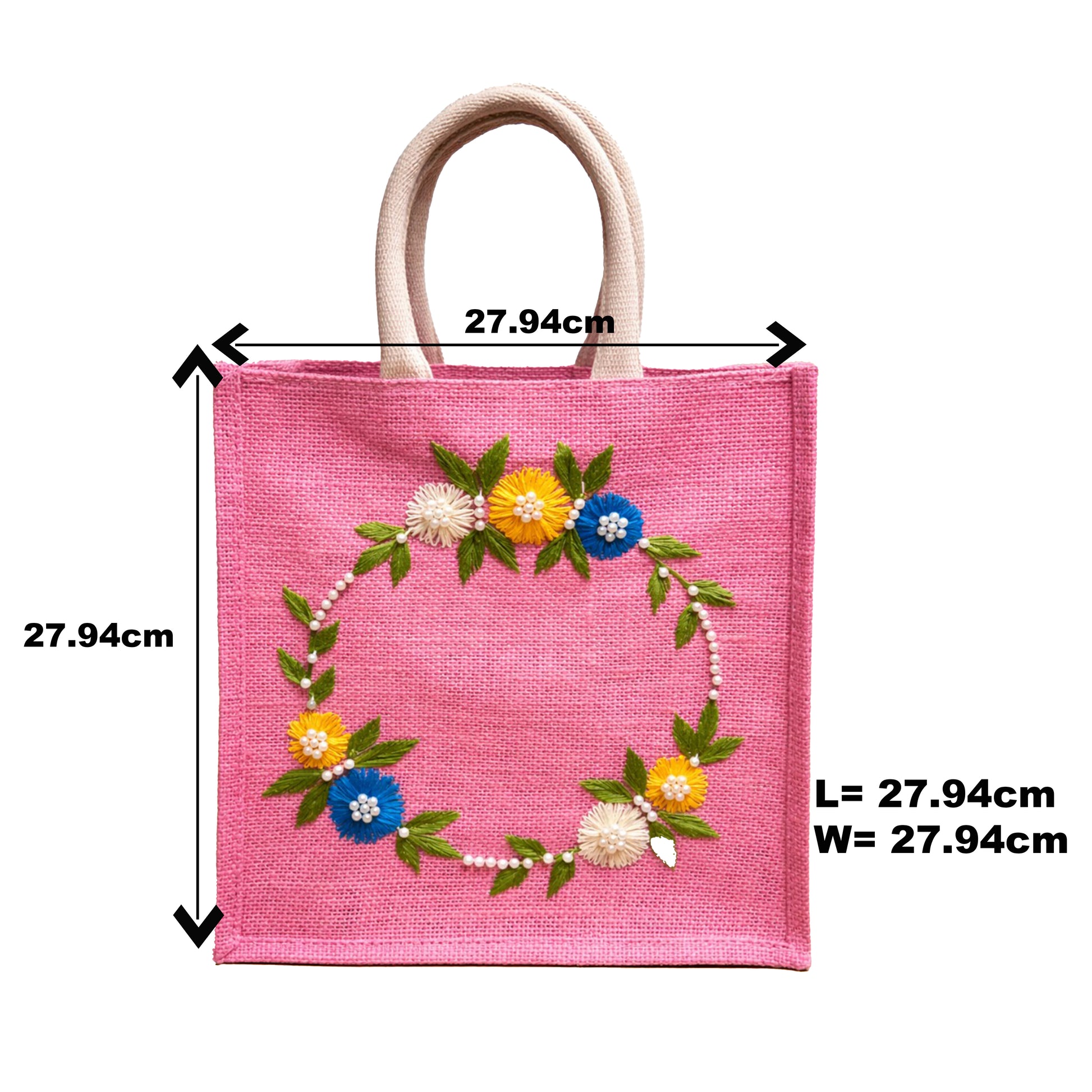 Floral Handcrafted Jute Tote Bag – Elegant Everyday Carry