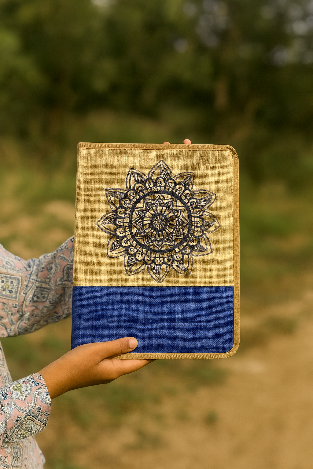Mandala Charm Jute Envelope Folder