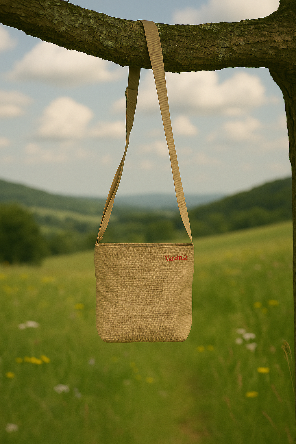 Small Floral Embroidered Jute Sling Bag