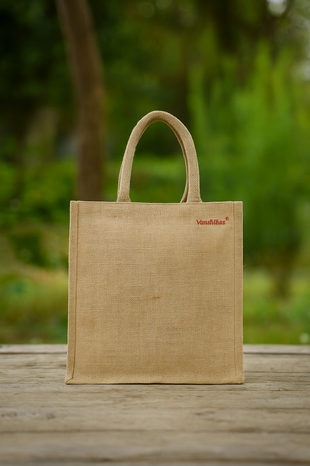 Handcrafted Jute Lunch Bag with Mandala Art and Floral Appliqué