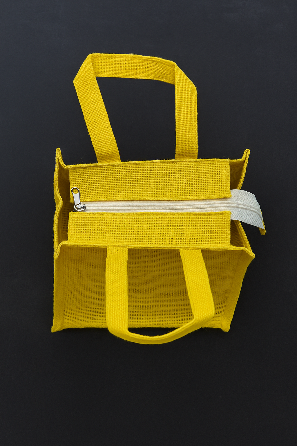 Handcrafted Yellow Jute Lunch Bag with Embroidery