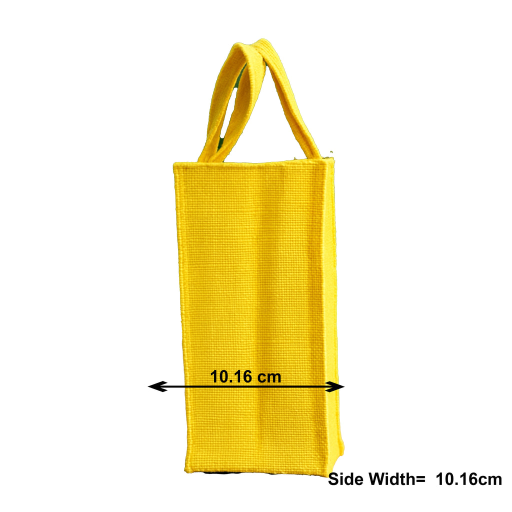 Handcrafted Yellow Jute Lunch Bag with Embroidery