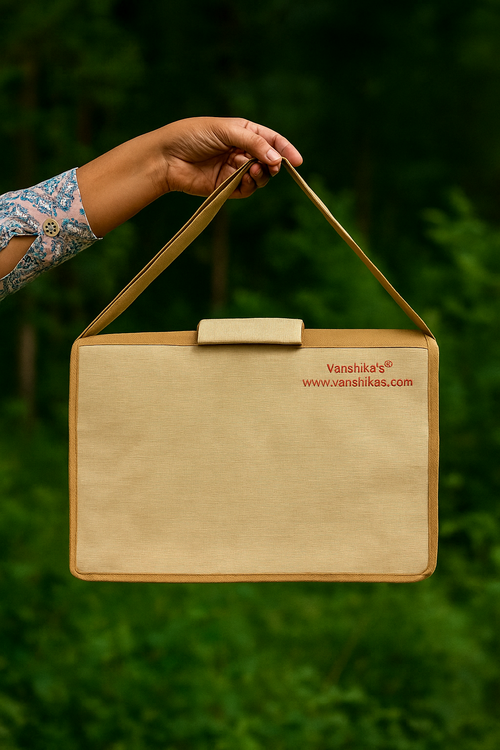 Eco-Friendly Jute Laptop Bag with Mandala Design and Handle Strap