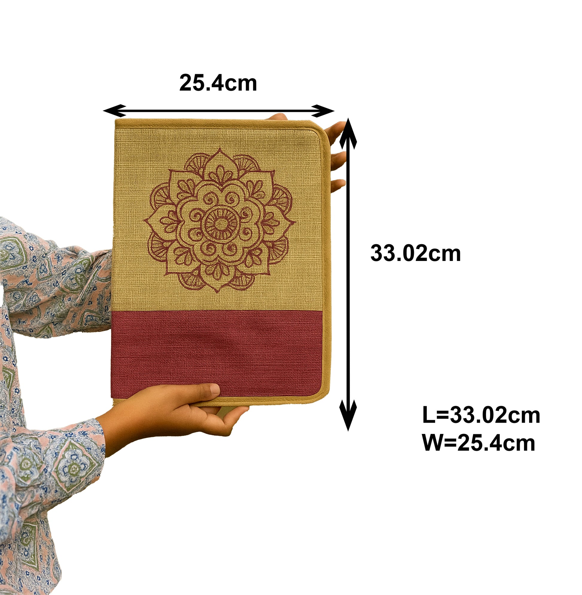 Crimson Bloom Jute Envelope Folder