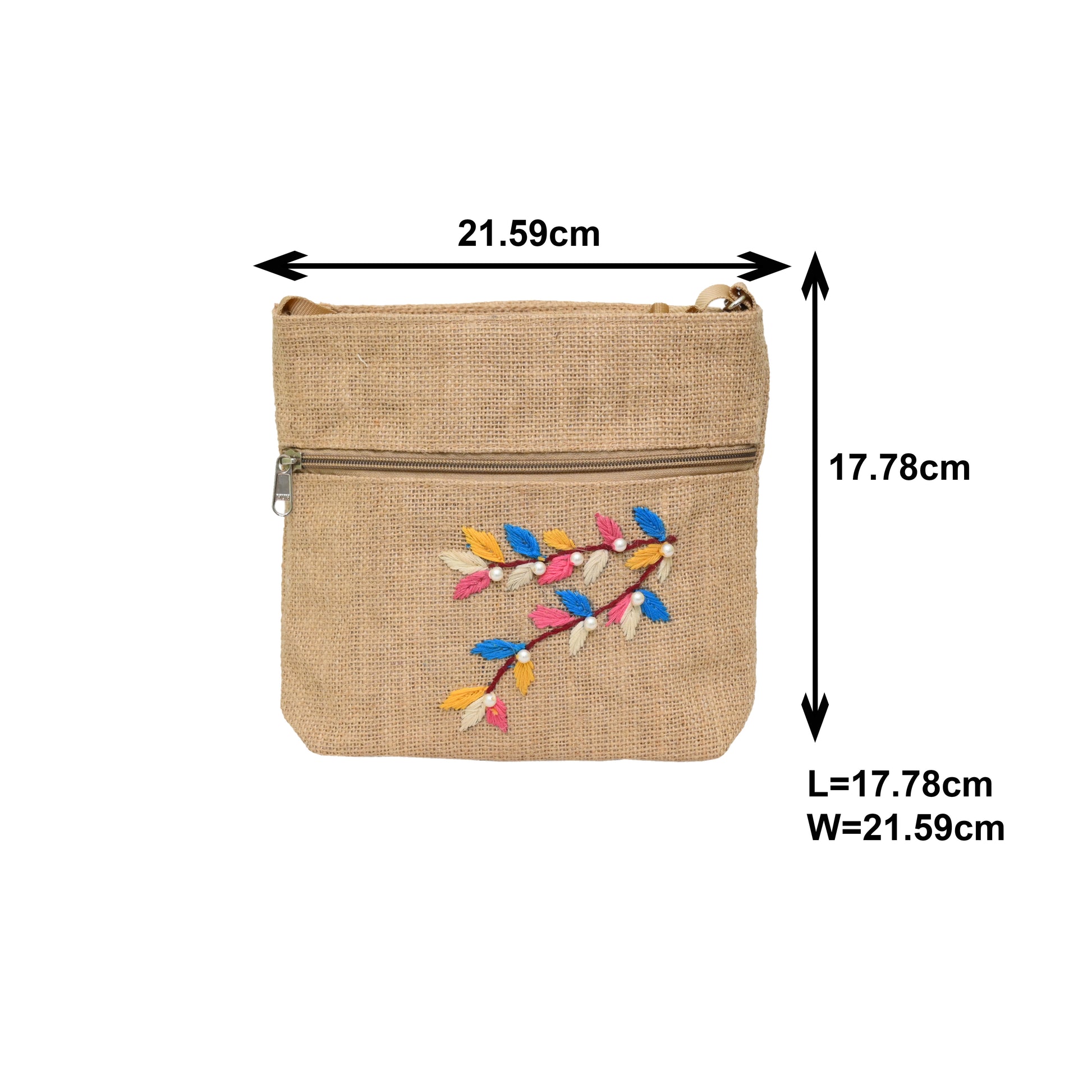 Rainbow Leaf Jute Sling Bag Small