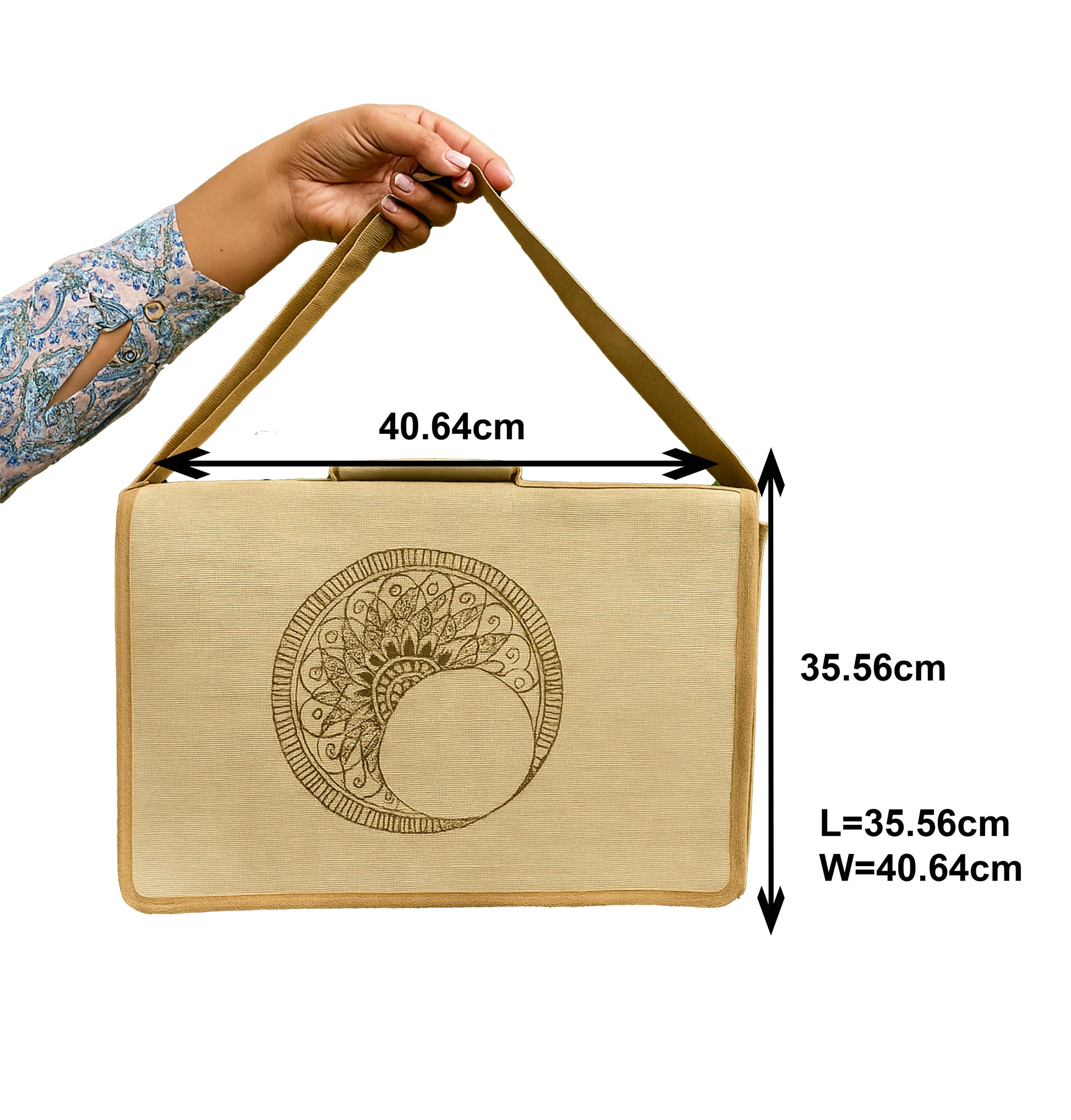 Handcrafted Jute Laptop Bag with Mandala Moon Design