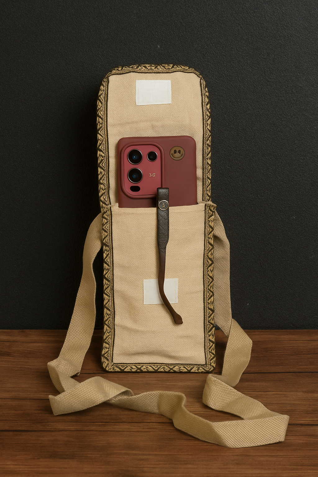 Blossom Nest Jute Mobile Pouch Bag