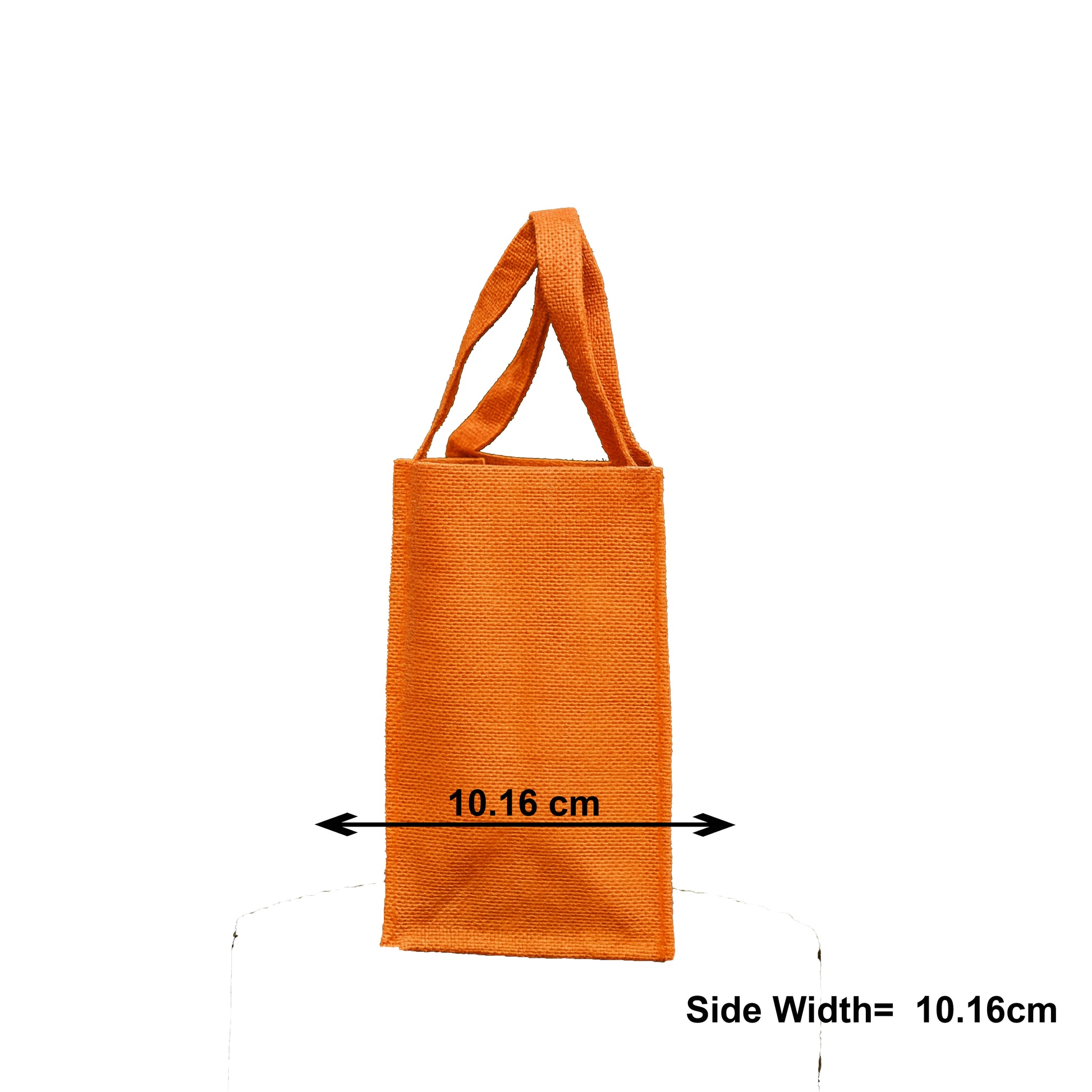 Orange Jute Tote Bag with Blue & White Flower Bouquet Embroidery