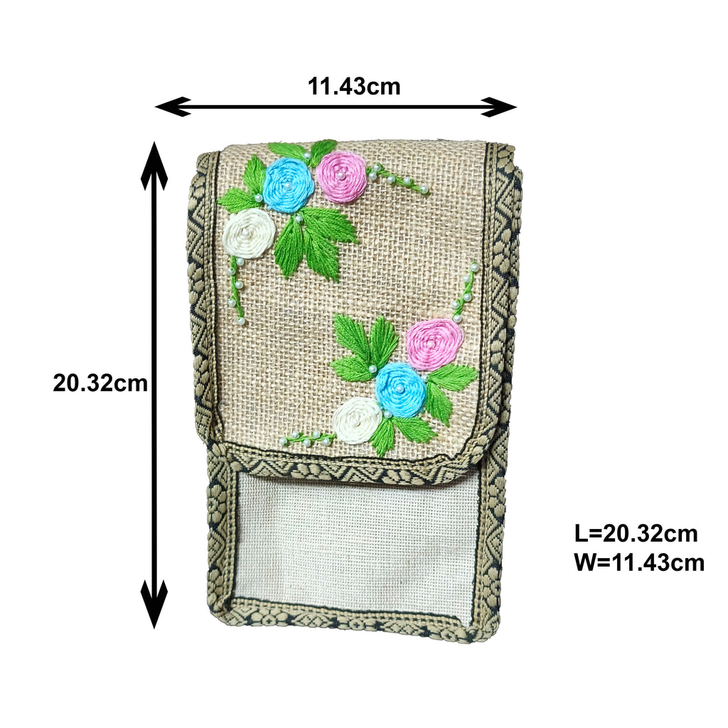 PetalCharm Jute Mobile Pouch Bag