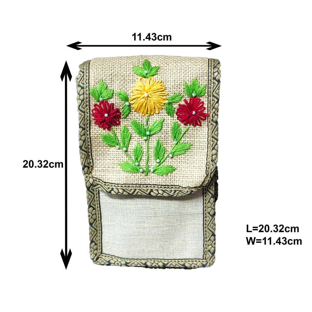 SunBloom Jute Mobile Pouch Bag