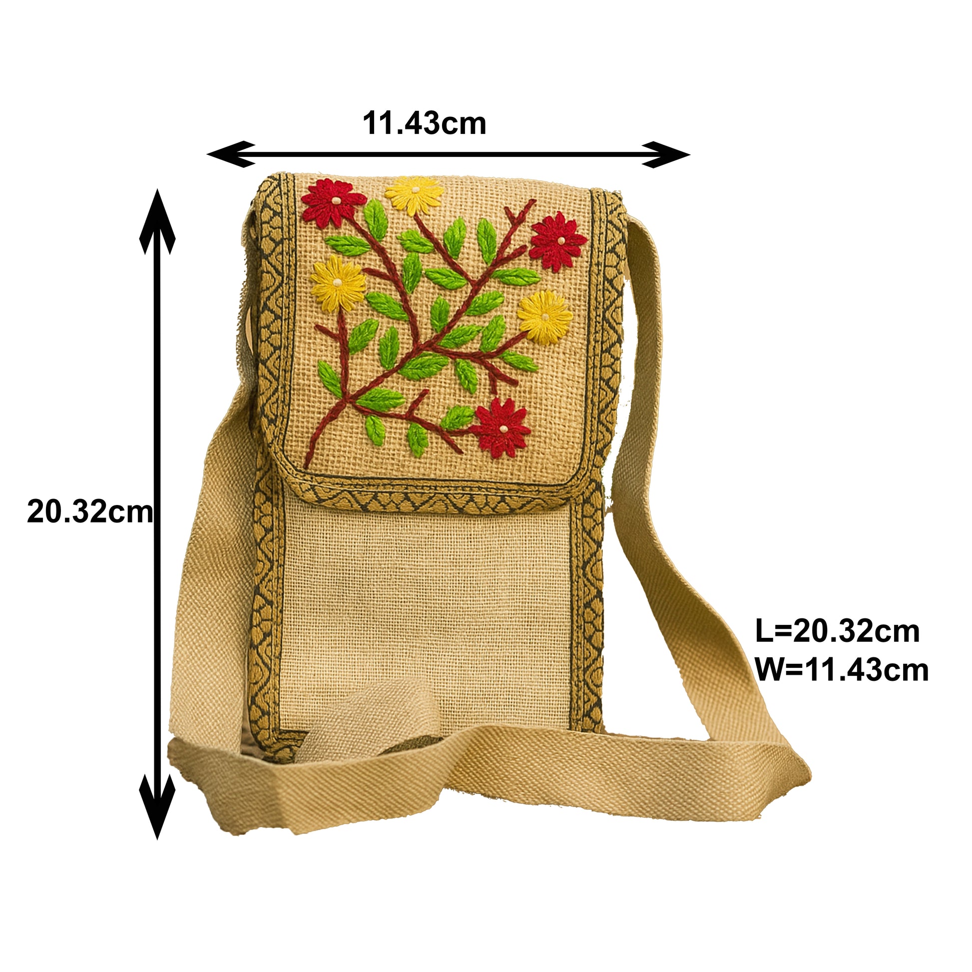 BloomCraft Jute Mobile Pouch Bag
