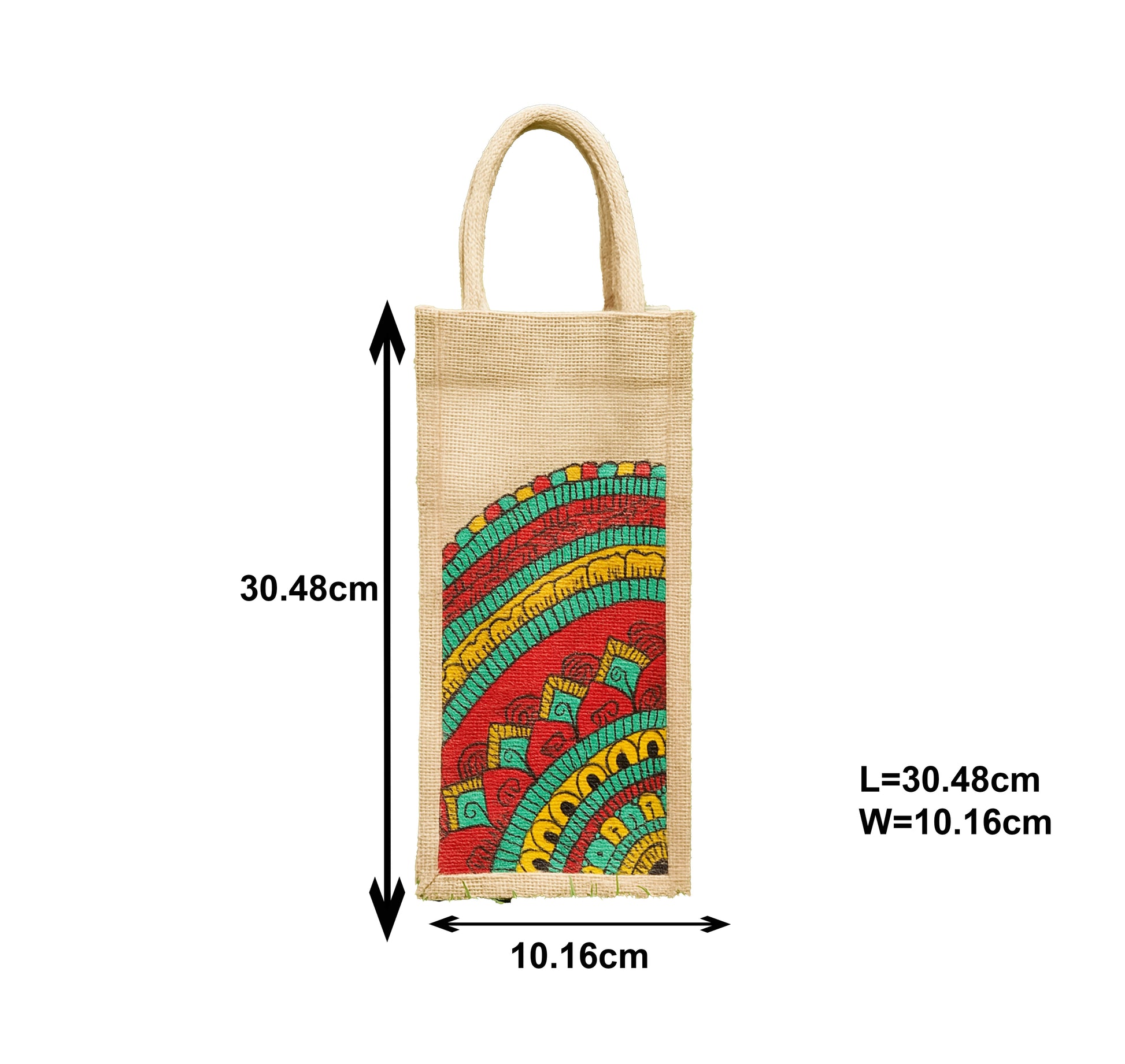 Eco-Friendly Handcrafted Jute Bottle Cover with Colorful Mandala Design