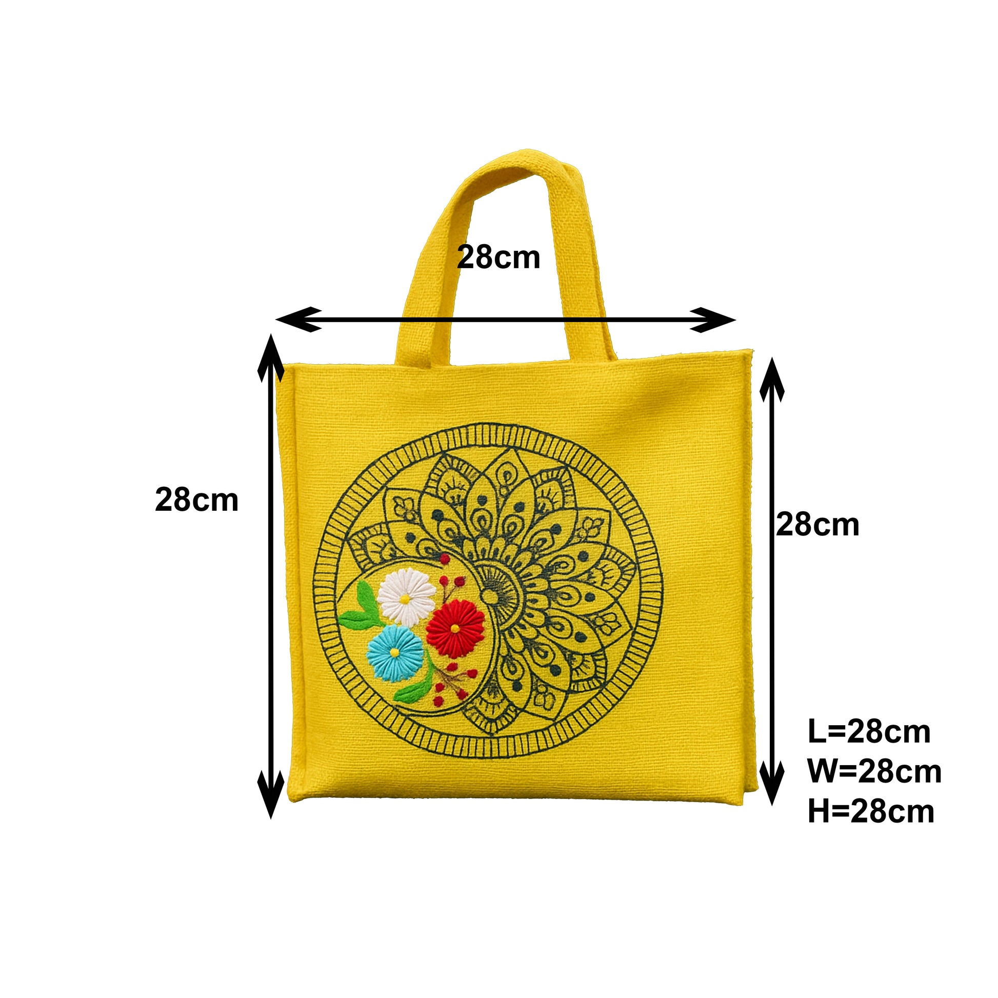 Handcrafted Jute Lunch Bag with Floral Design