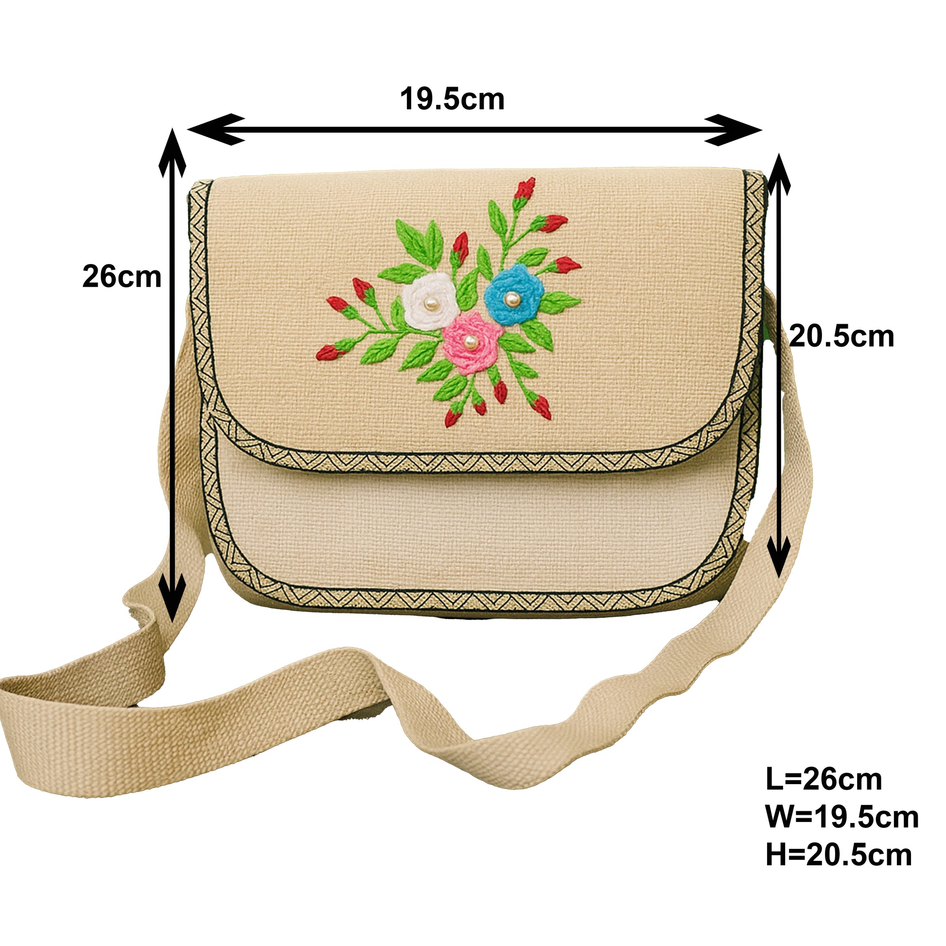 Floral Embroidered Eco-Friendly Jute Sling Bag