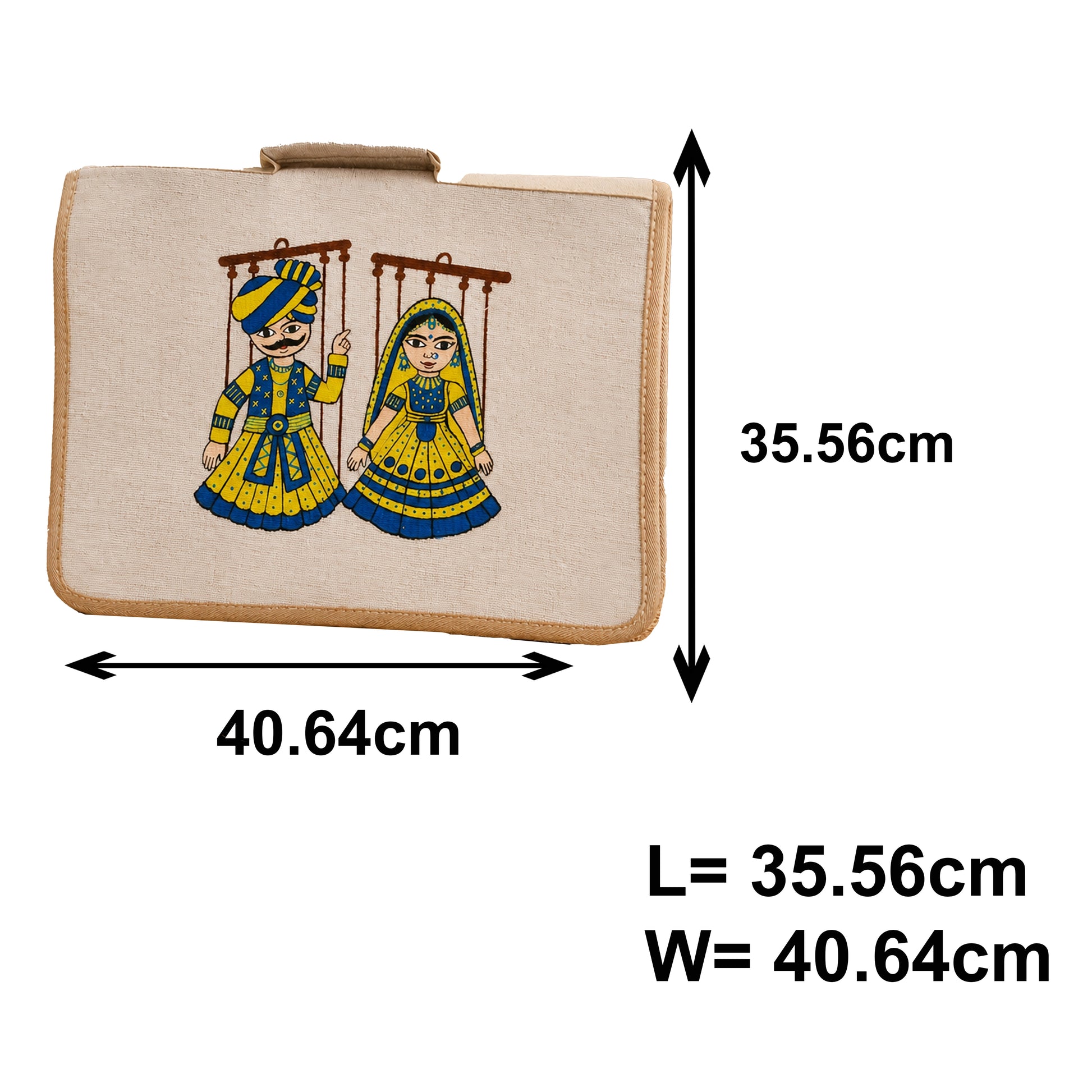 Hand-Painted Jute Laptop Sleeve with Rajasthani Folk Art | Handmade Laptop Case for Women & Men