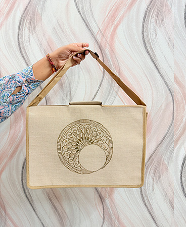 MANDALA ART JUTE LAPTOP BAG