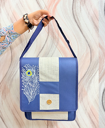 HAND PAINTED JUTE LAPTOP BAG