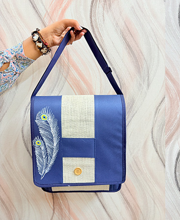 HAND PAINTED JUTE LAPTOP BAG